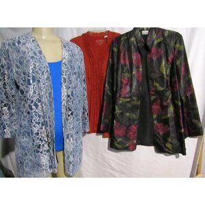 Lot of 4 Chico’s chicos 1 Size M Asian Silk & Lace Jackets And 2 tops Travelers